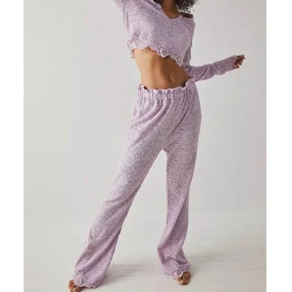 Free People Other - Free People Cloud Ride Unlined Lace Lounge Set Brushed Lilac L